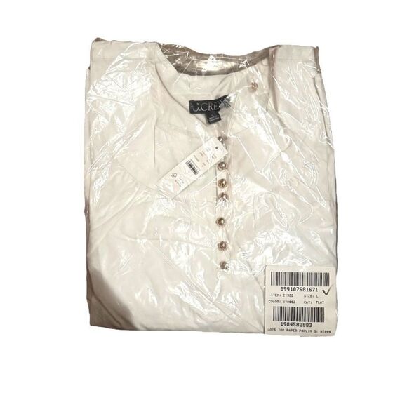 NWT J CREW Shirred popover top in cotton poplin in white - Picture 9 of 9
